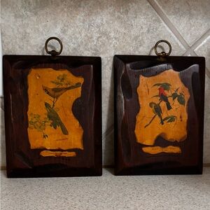 2 mid century bird hangings